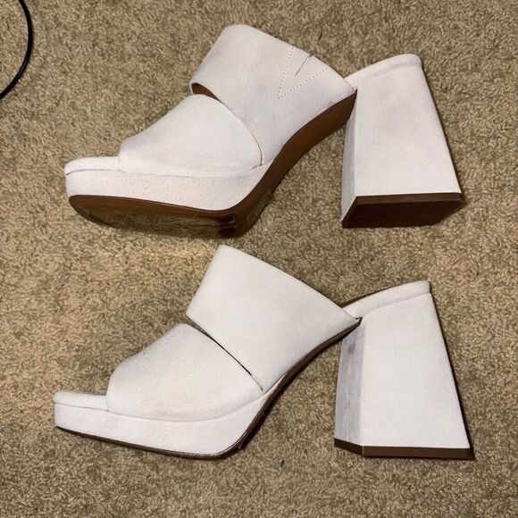 Free People Love is Everywhere leather platform block heel sandals size 37.5 cre - Picture 8 of 15